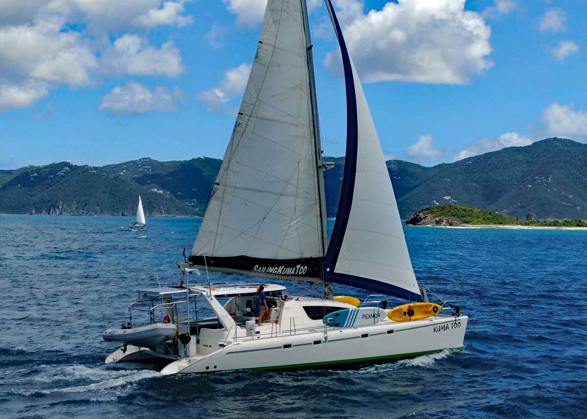 Kuma Too Crewed Leopard 47 Catamaran Charters Sailing in the BVI