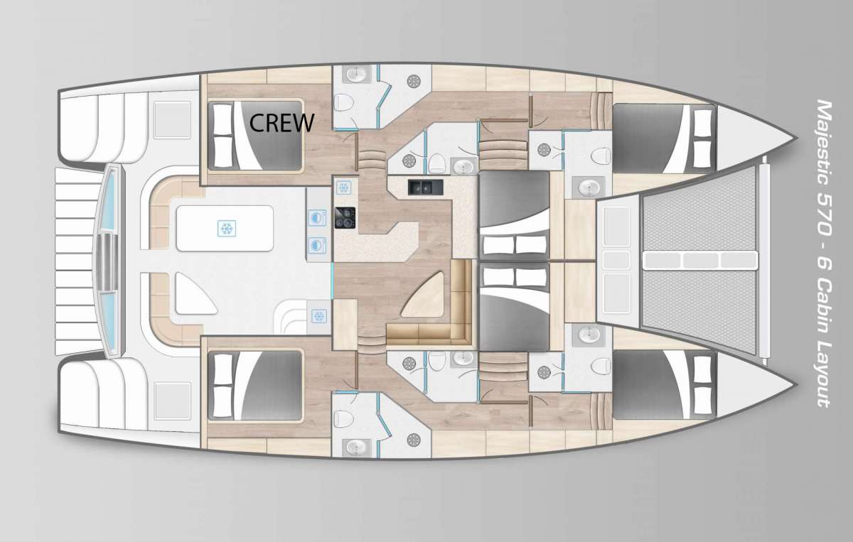 Get Along Crewed Catamaran Charter Layout
