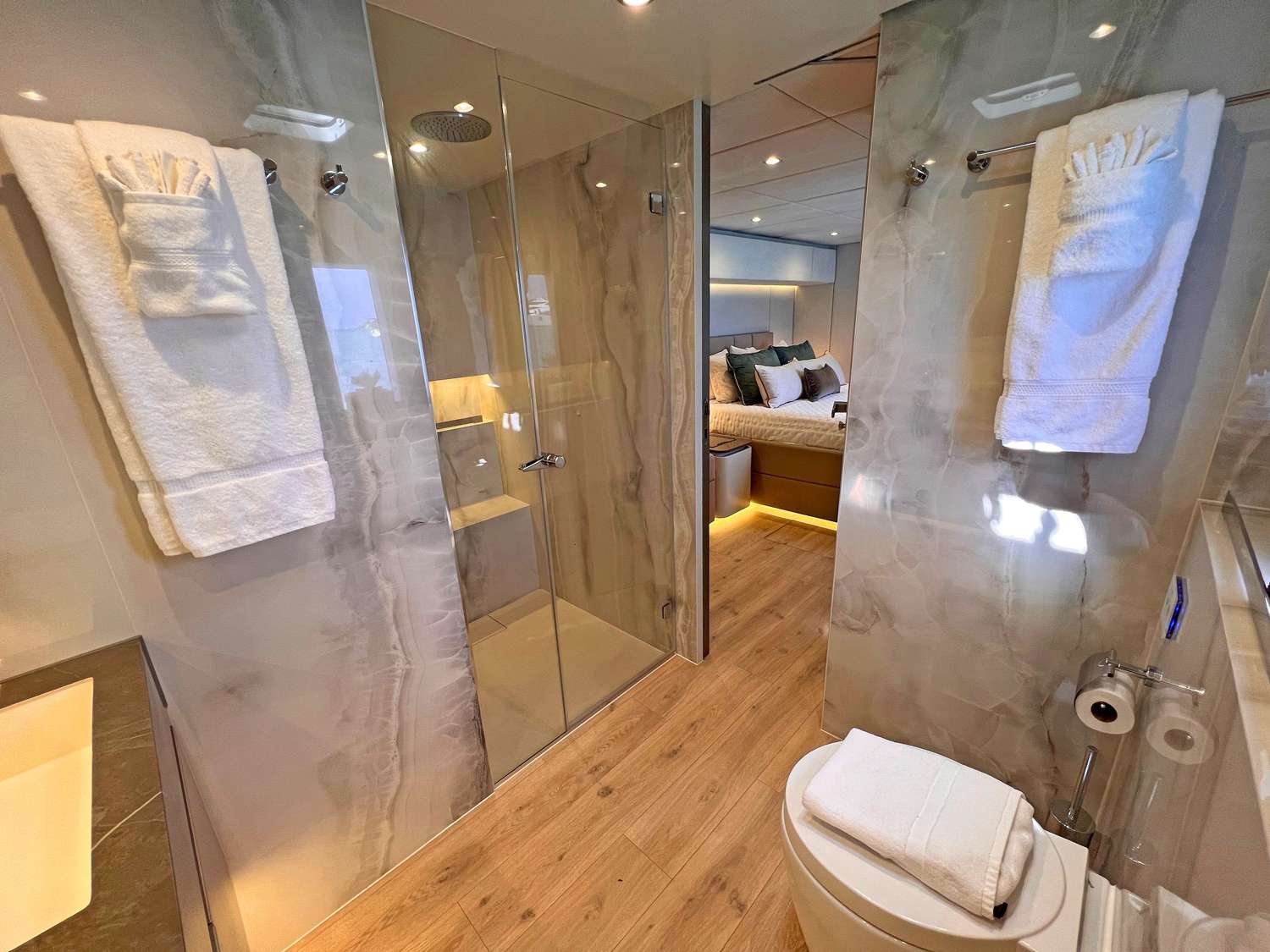 Seaclusion Crewed Sunreef 80 Master Bath with Separate Shower