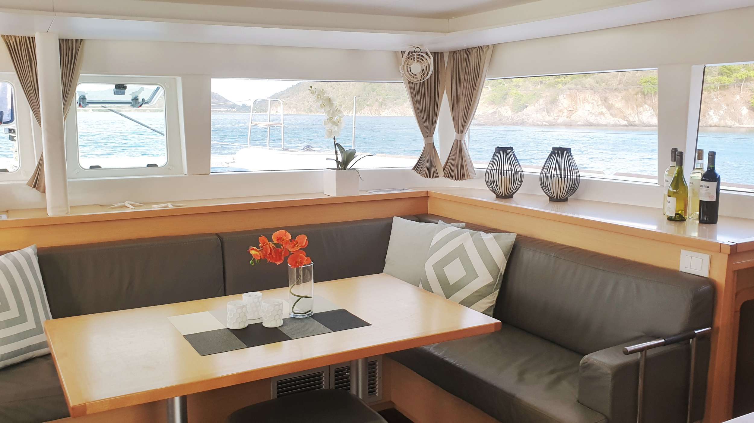 Miss Summer Crewed Catamaran Charters Interior Dining
