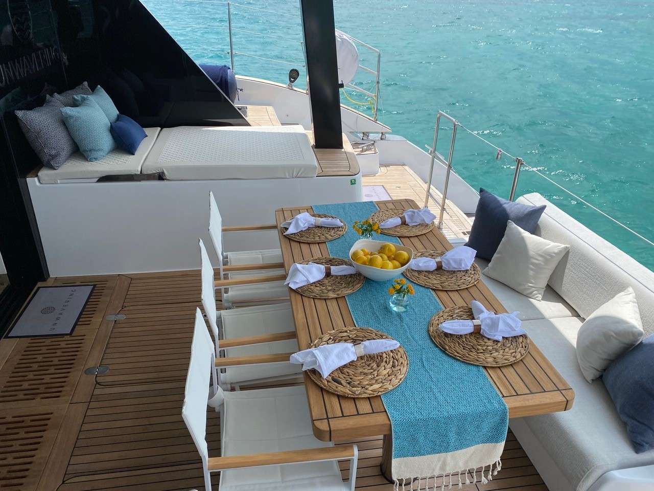 Unwavering Crewed Sunreef 50 Catamaran Charters Outdoor Dining