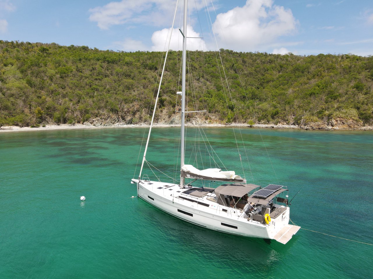 BVI Yacht Charters Dufour 530 Fat Bottom Girl Bareboat on a Mooring in the BVI