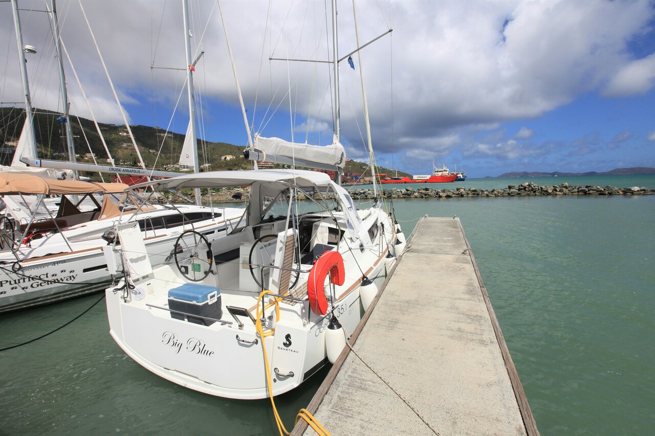 BVI Yacht Charters Oceanis 35.1 Big Blue Bareboat in the BVI Twin Helms