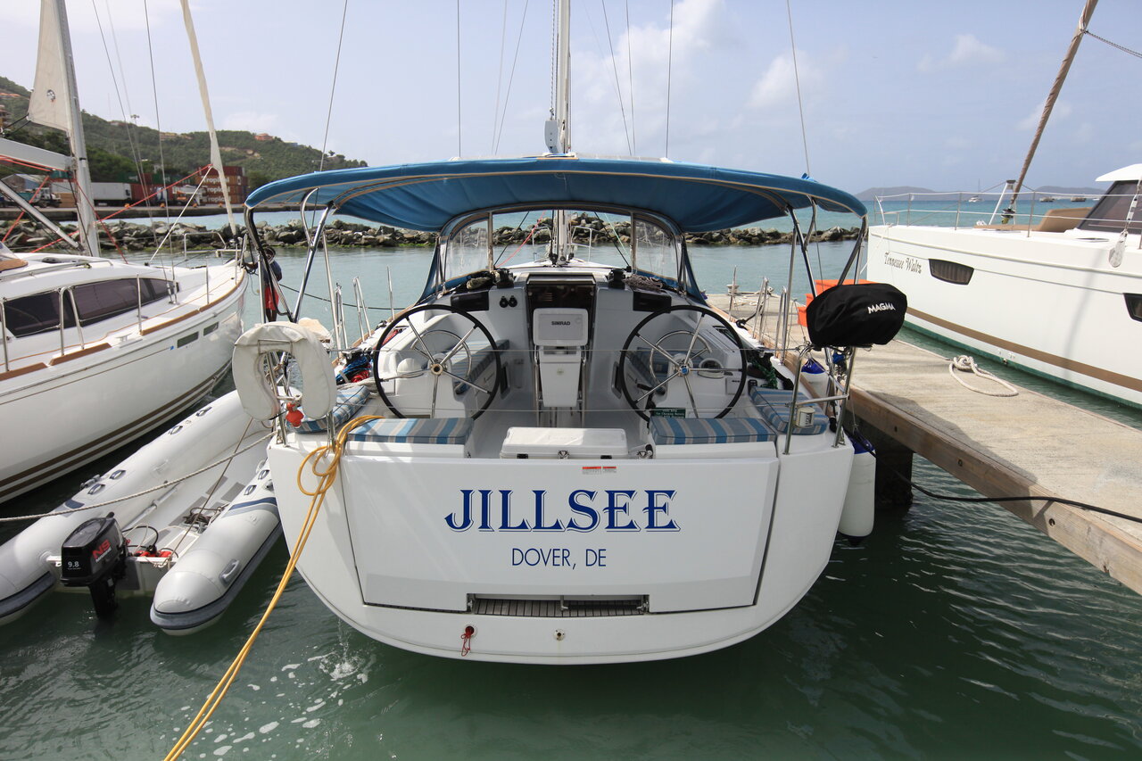 BVI Yacht Charters Sun Odyssey 419 Jillsee Bareboat in the BVI Fold Down Transom