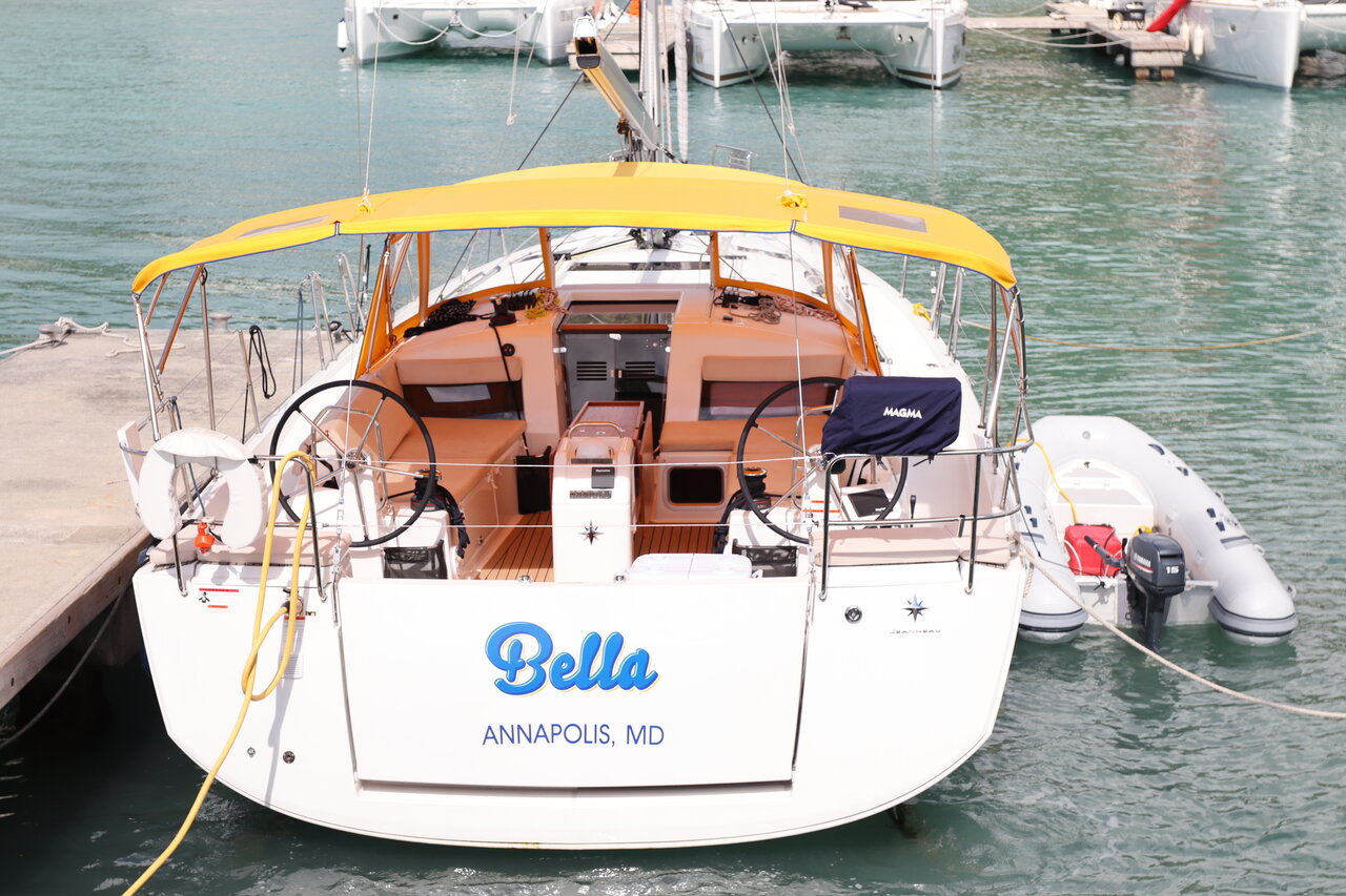BVI Yacht Charters Sun Odyssey 440 Bella Bareboat Docked in the BVI