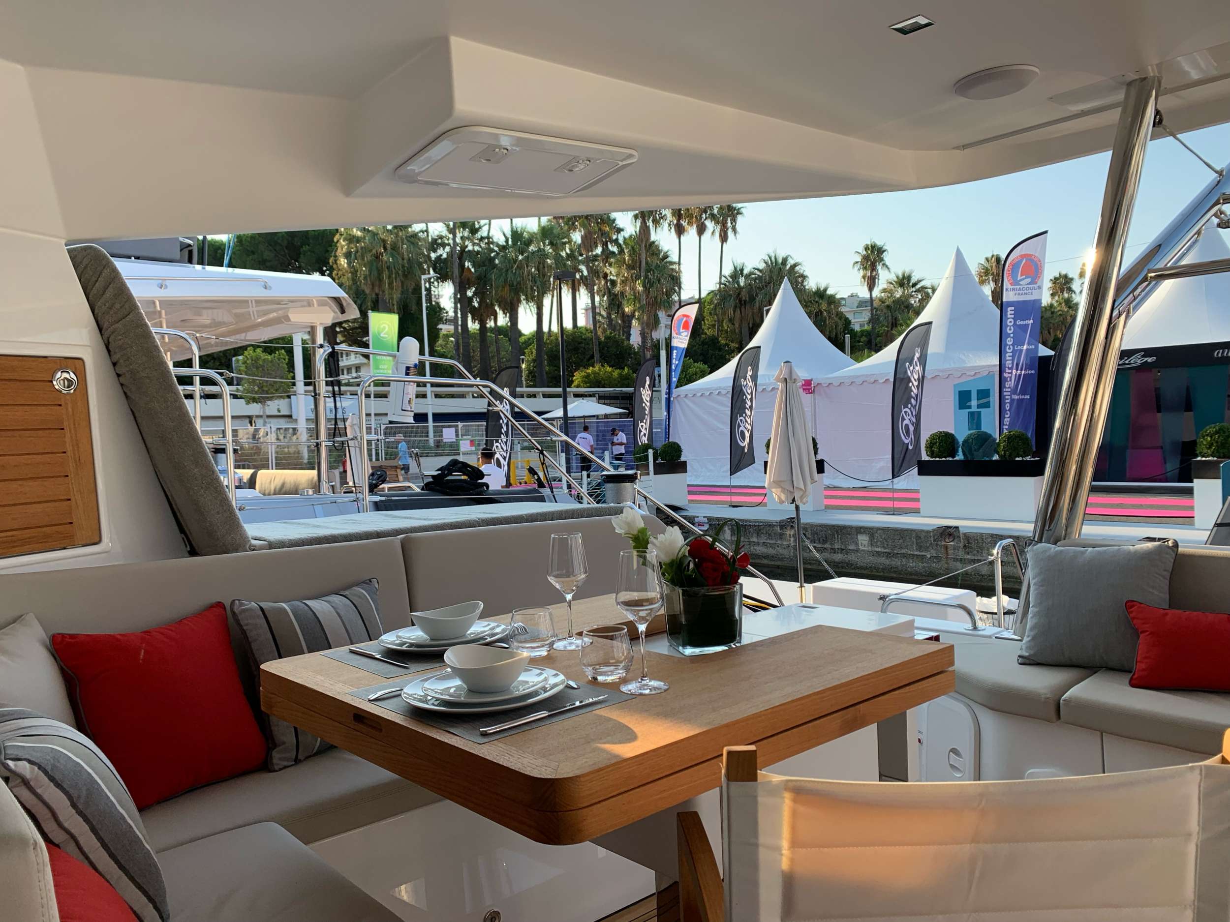 Rogue Crewed Privilege 510 Catamaran Charters Outside Dining