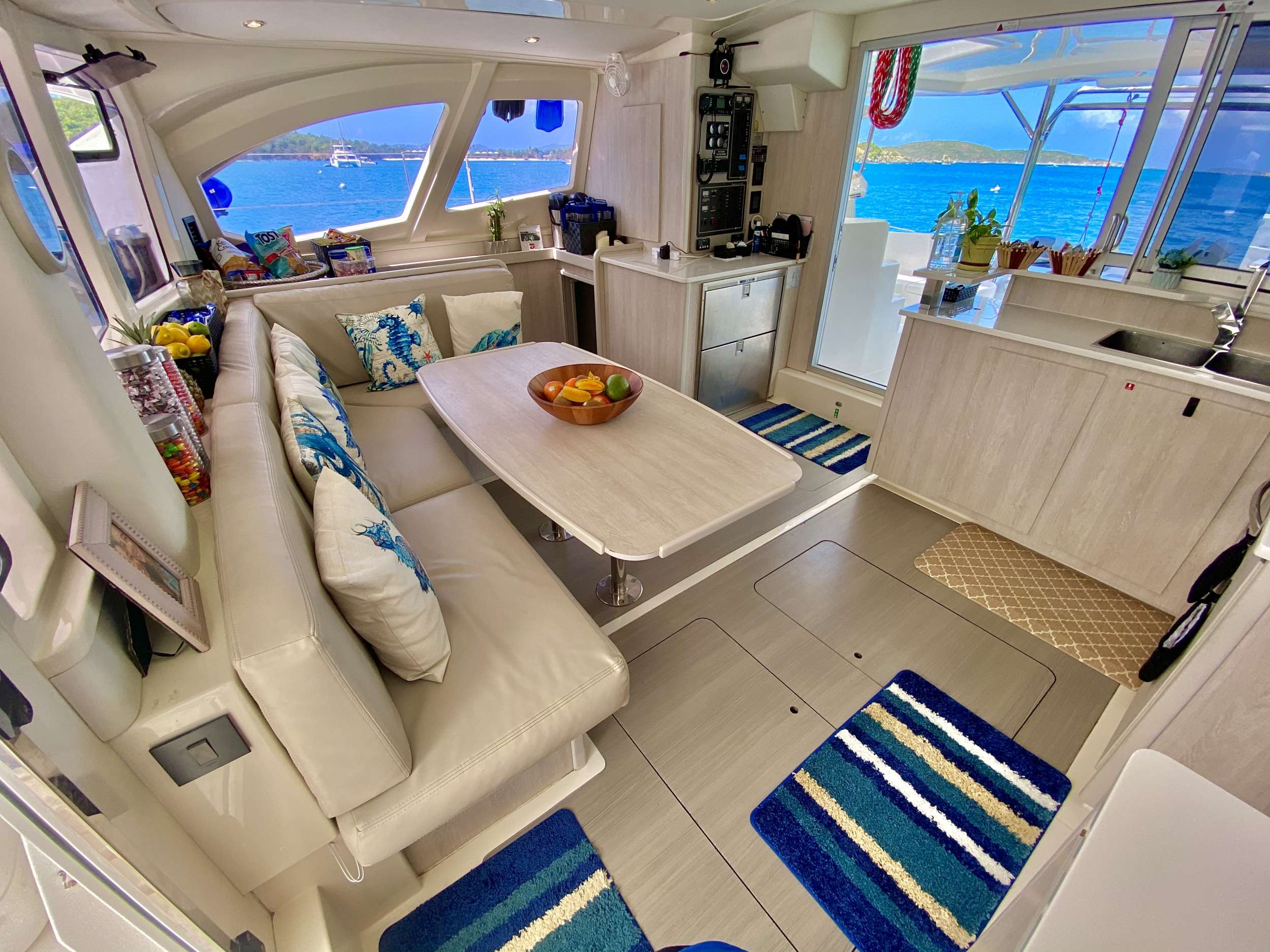 Let's Play Two Crewed Catamaran All Inclusive Charters Indoor Dining
