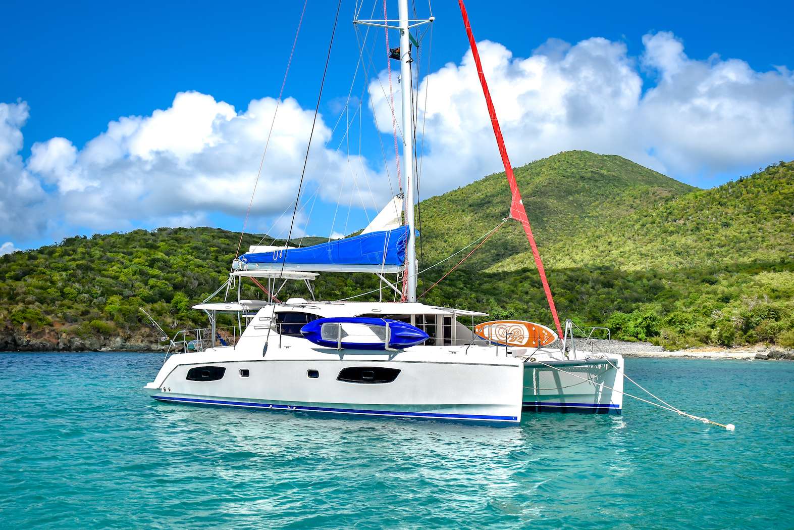 Let's Play Two Crewed Catamaran All Inclusive Charters Anchored in the USVI