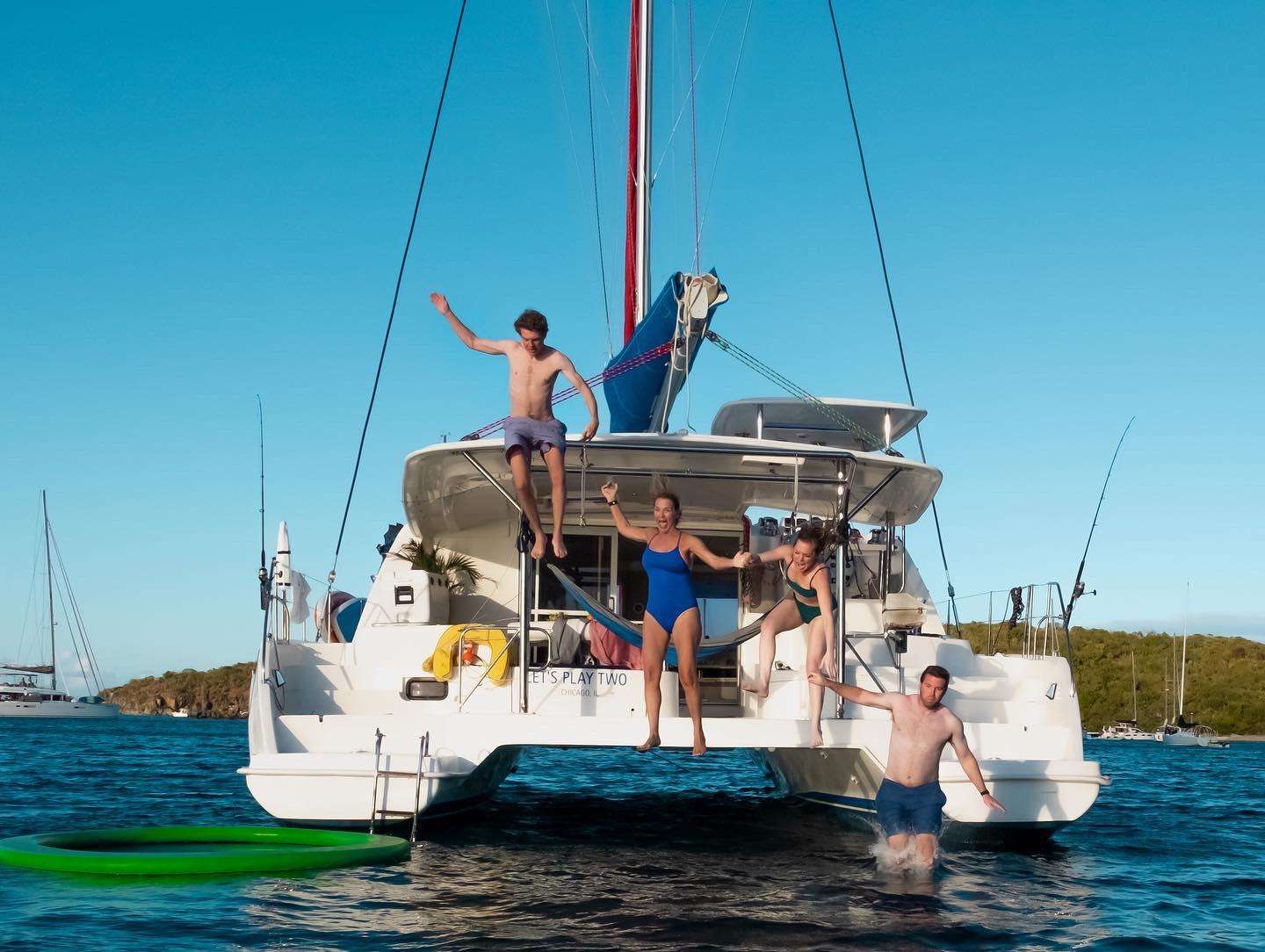 Let's Play Two Crewed Catamaran All Inclusive Charters Swim Platform