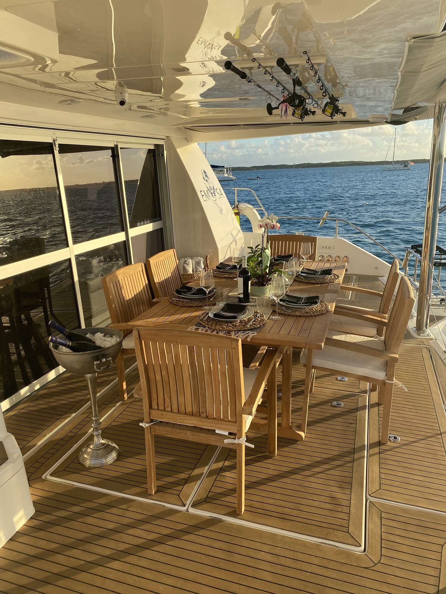 Emysa Crewed Catamaran Charter Outdoor Dining