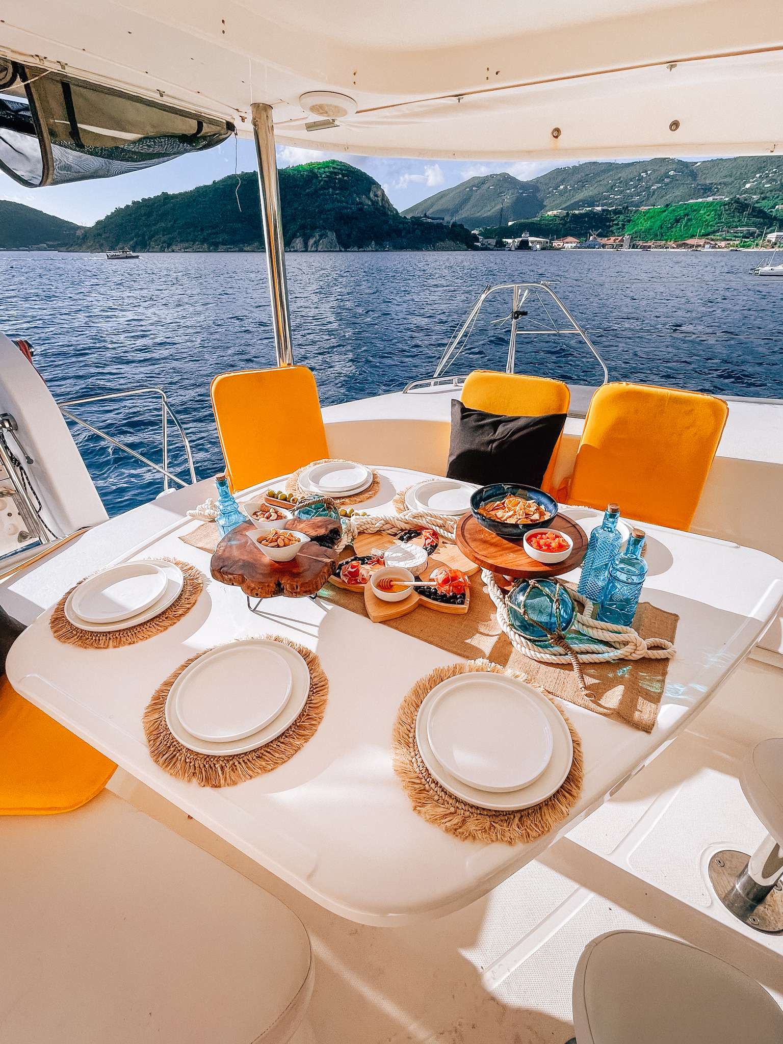 One Love Crewed Catamaran Charter Outdoor Dining
