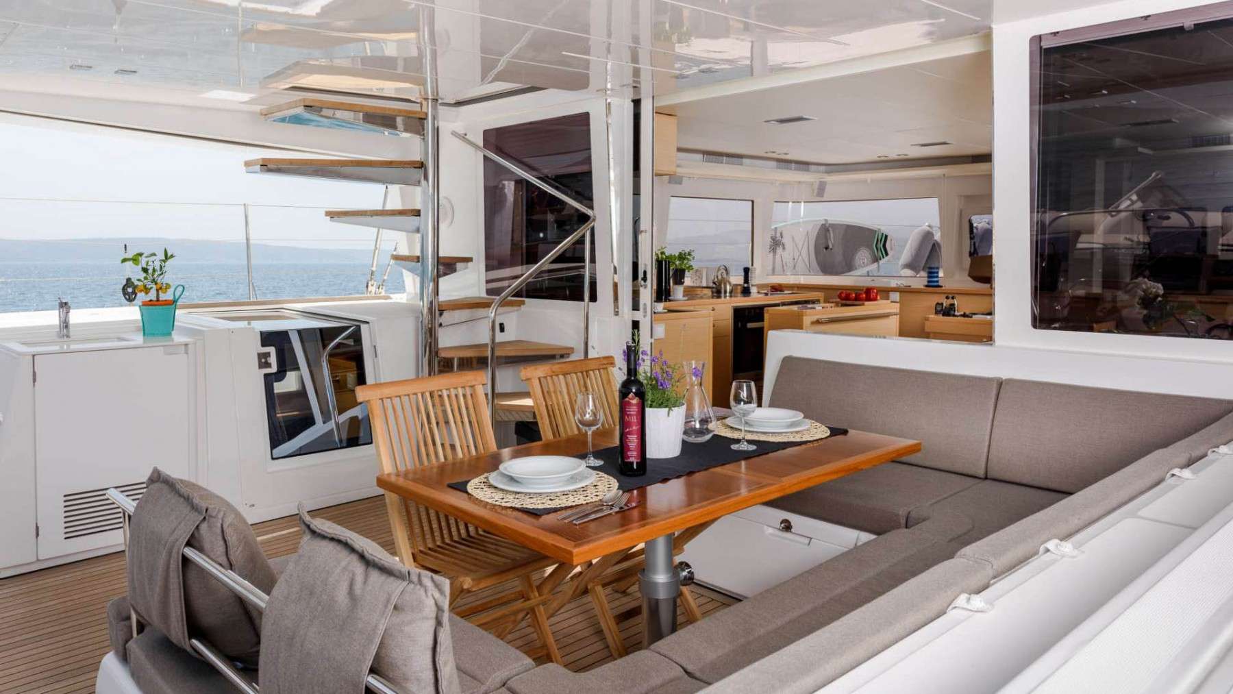 Blue Cat Crewed Catamaran Charter Outdoor Dining