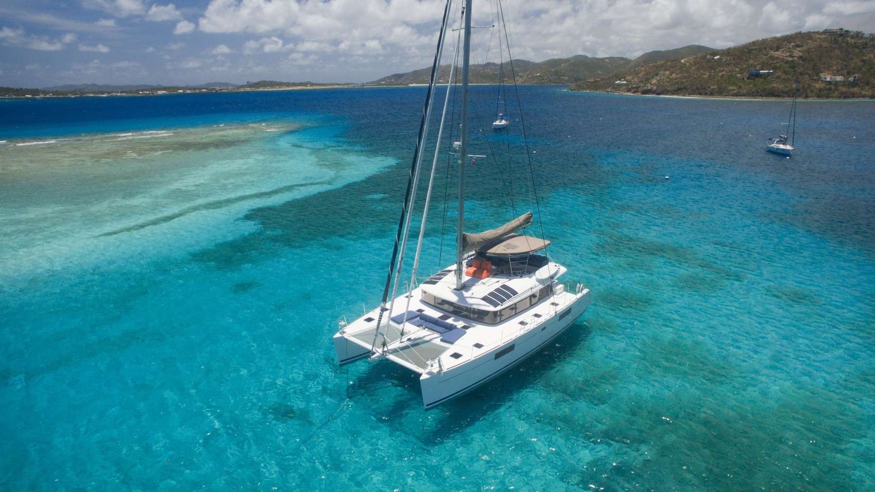Blue Cat Crewed Catamaran Charter Anchored in the Exumas