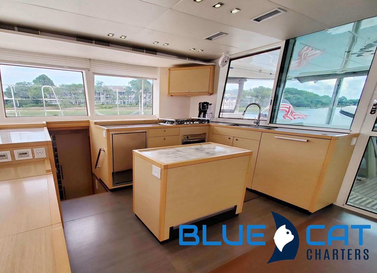 Blue Cat Crewed Catamaran Charter Galley