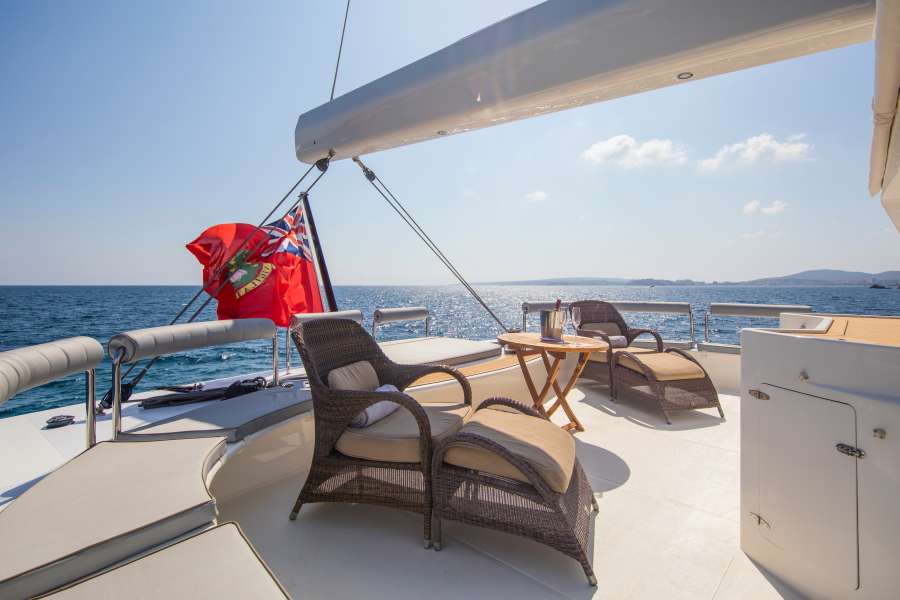 Kings Ransom Crewed Yacht Charter Sun Loungers on the Flybridge
