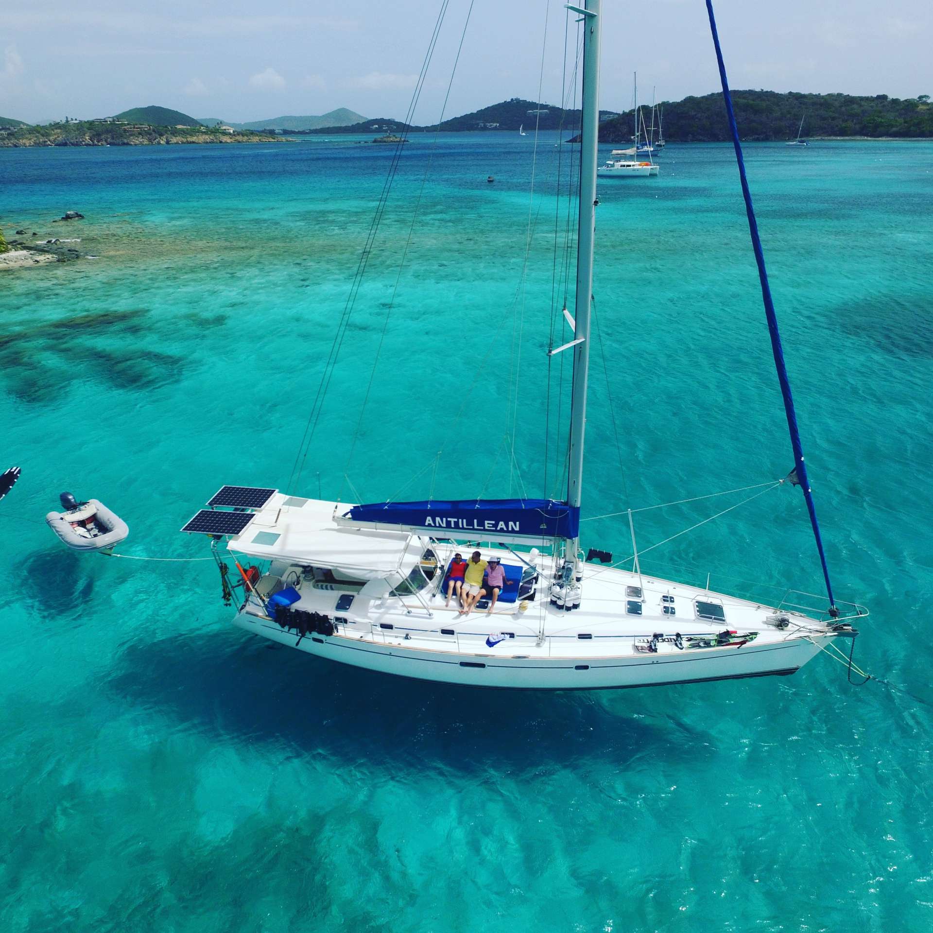 Antillean crewed Beneteau 50 yacht charter at anchor in the USVI