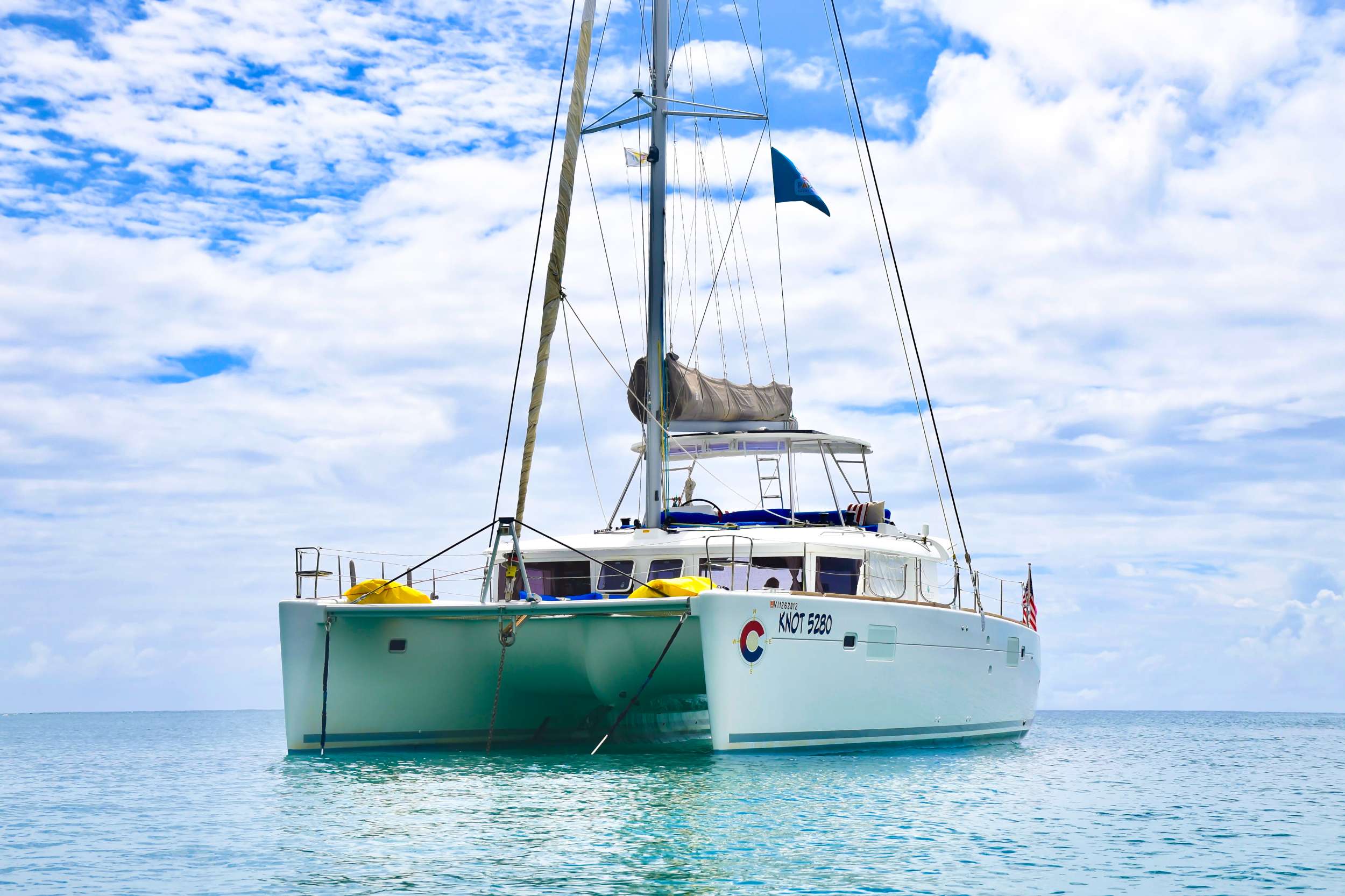 Knot 5280 Crewed Catamaran Charter Anchored in the Virgin Islands