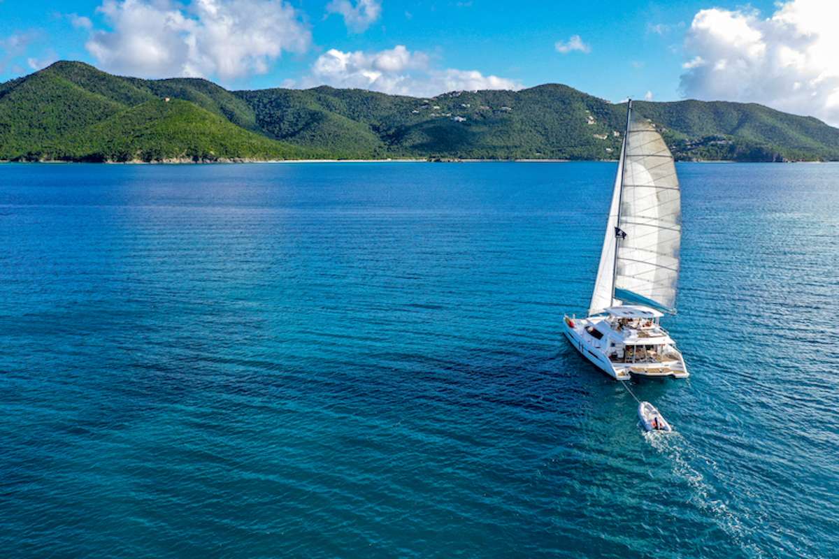 Dolphin Daze crewed Leopard 58 catamaran charter sailing in the USVI