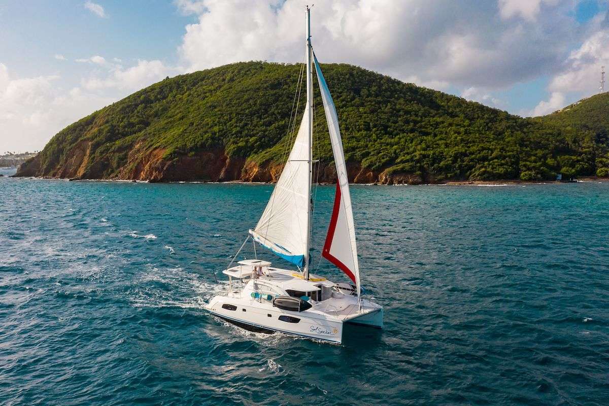 Sol Seeker crewed Leopard 44 catamaran charter sailing in the USVI