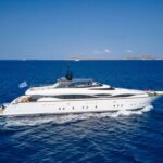 White Knight luxury crewed Maiora 129 motor yacht charter cruising in Greece
