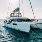 Oneida 2 crewed Lagoon 50 catamaran charter anchored in Greece