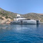 Just Marie 2 Crewed Lagoon Seventy 8 Powercat Charter Anchored in Greece