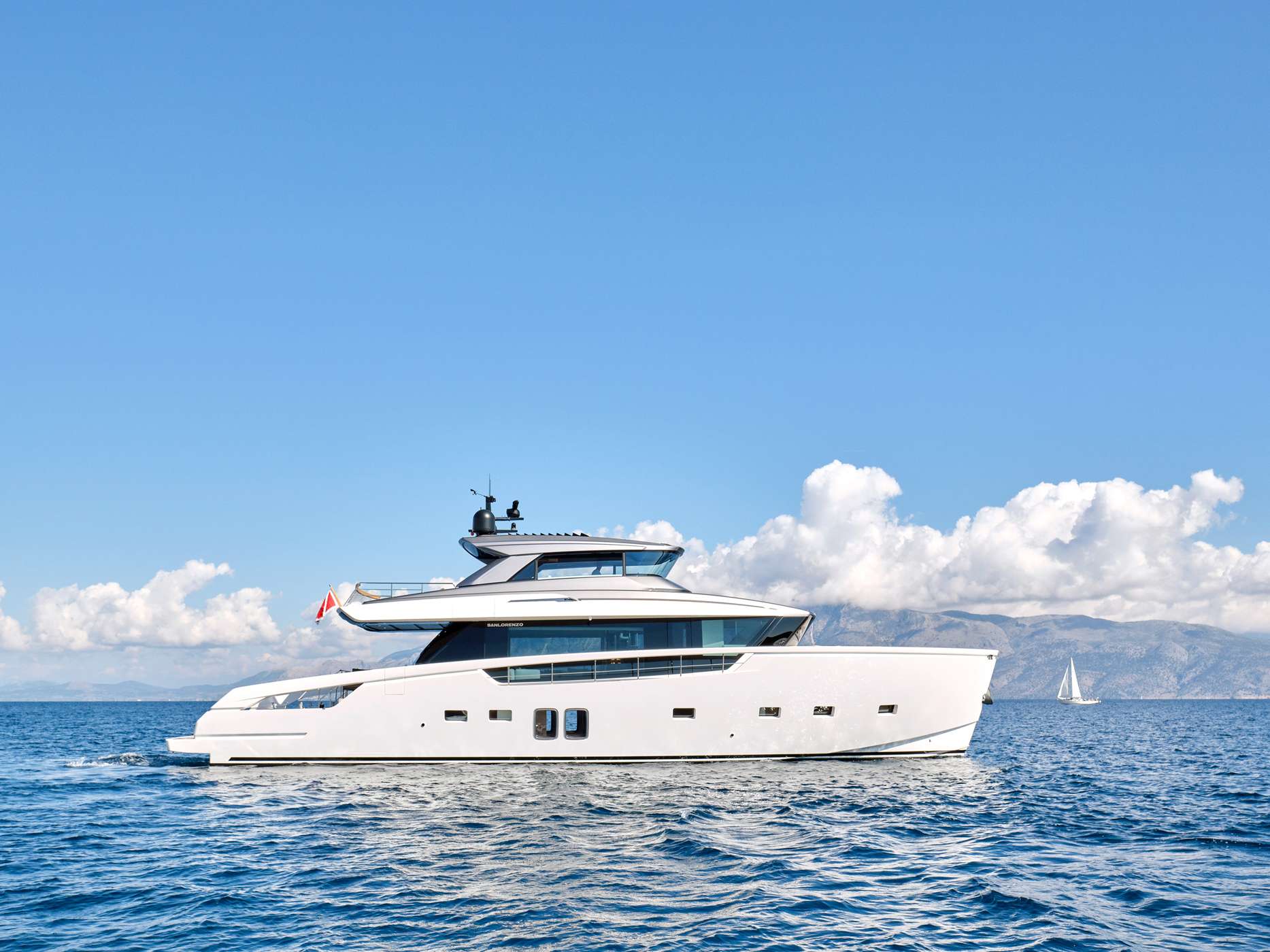 Nirvana Crewed San Lorenzo SX76 Motoryacht Charter Cruising in Greece