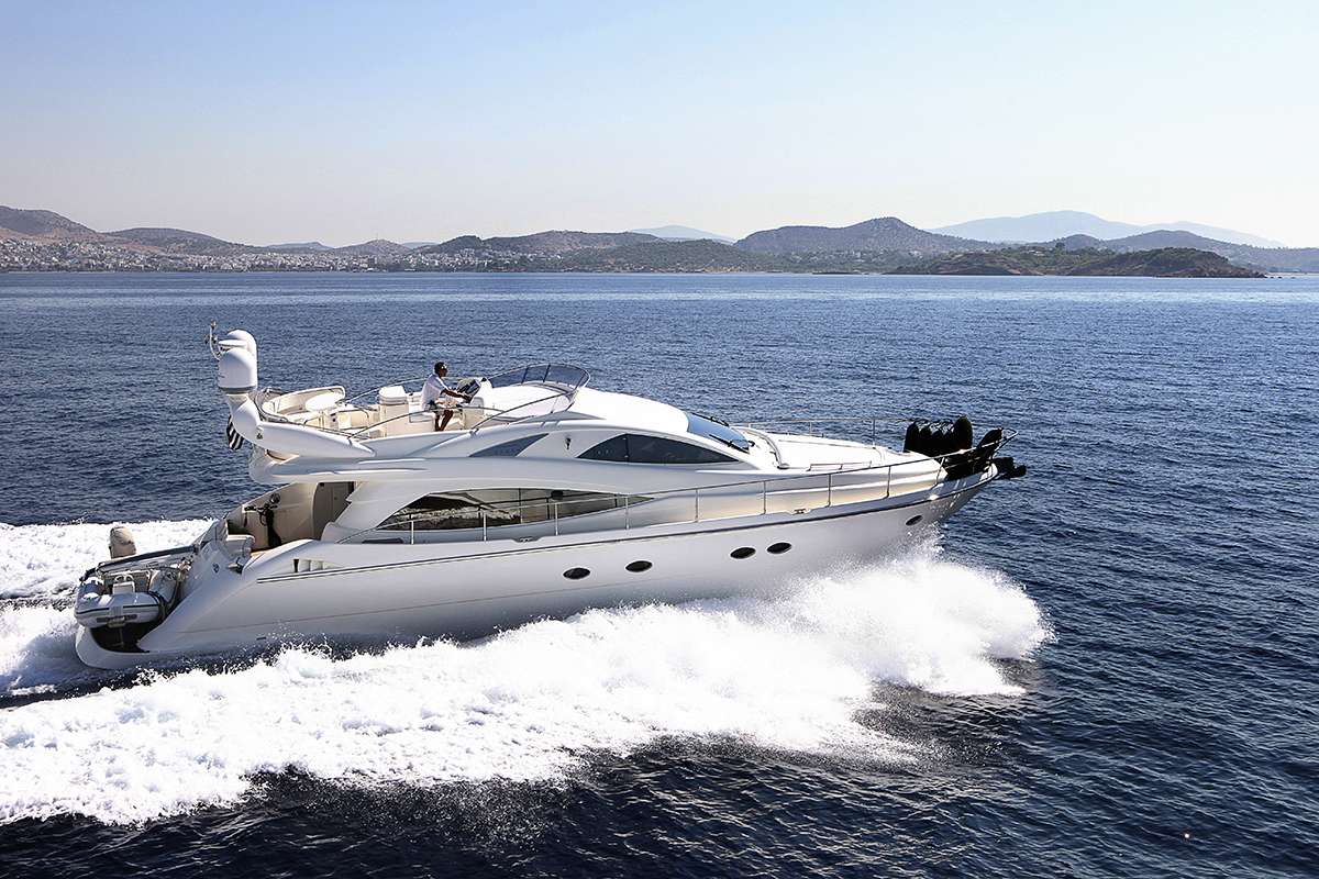 Milos Crewed Aicon 56 Motoryacht Charter Cruising in Greece