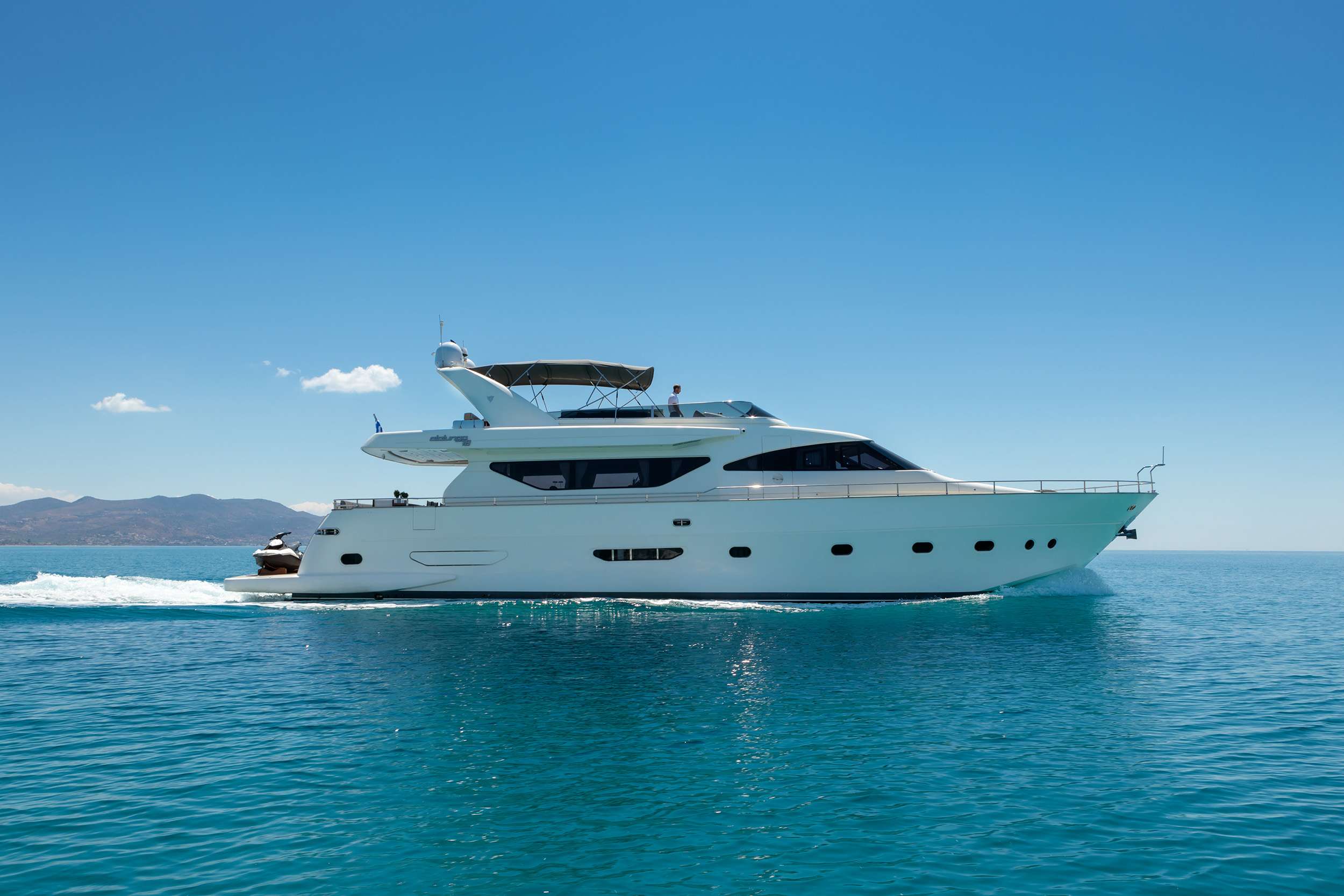 Freedom Crewed Alalunga 78 Motoryacht Charter Cruising in Greece