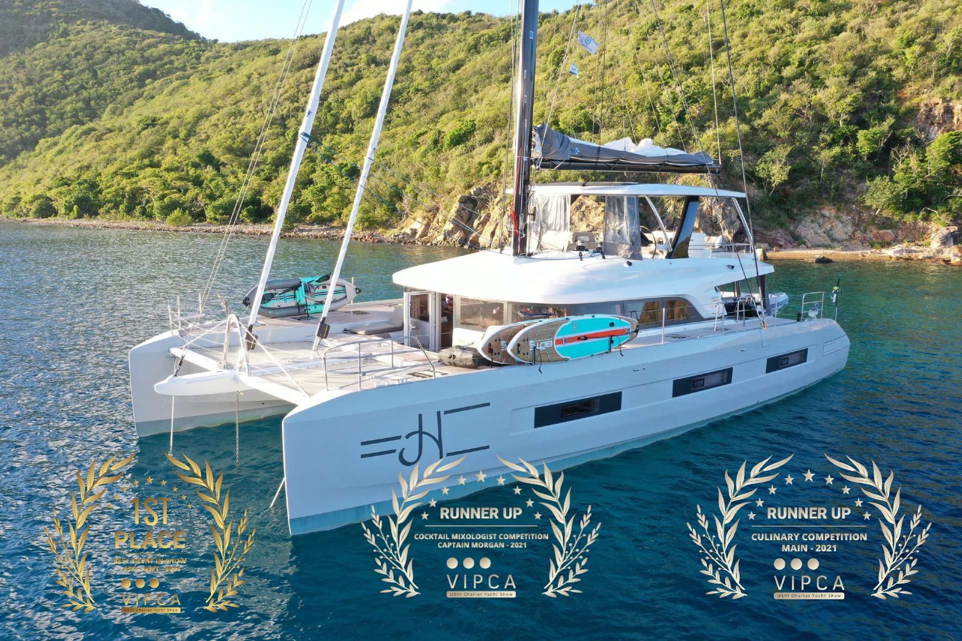 Justified Horizons Crewed Lagoon Sixty 5 Catamaran Charters Sailing the BVI