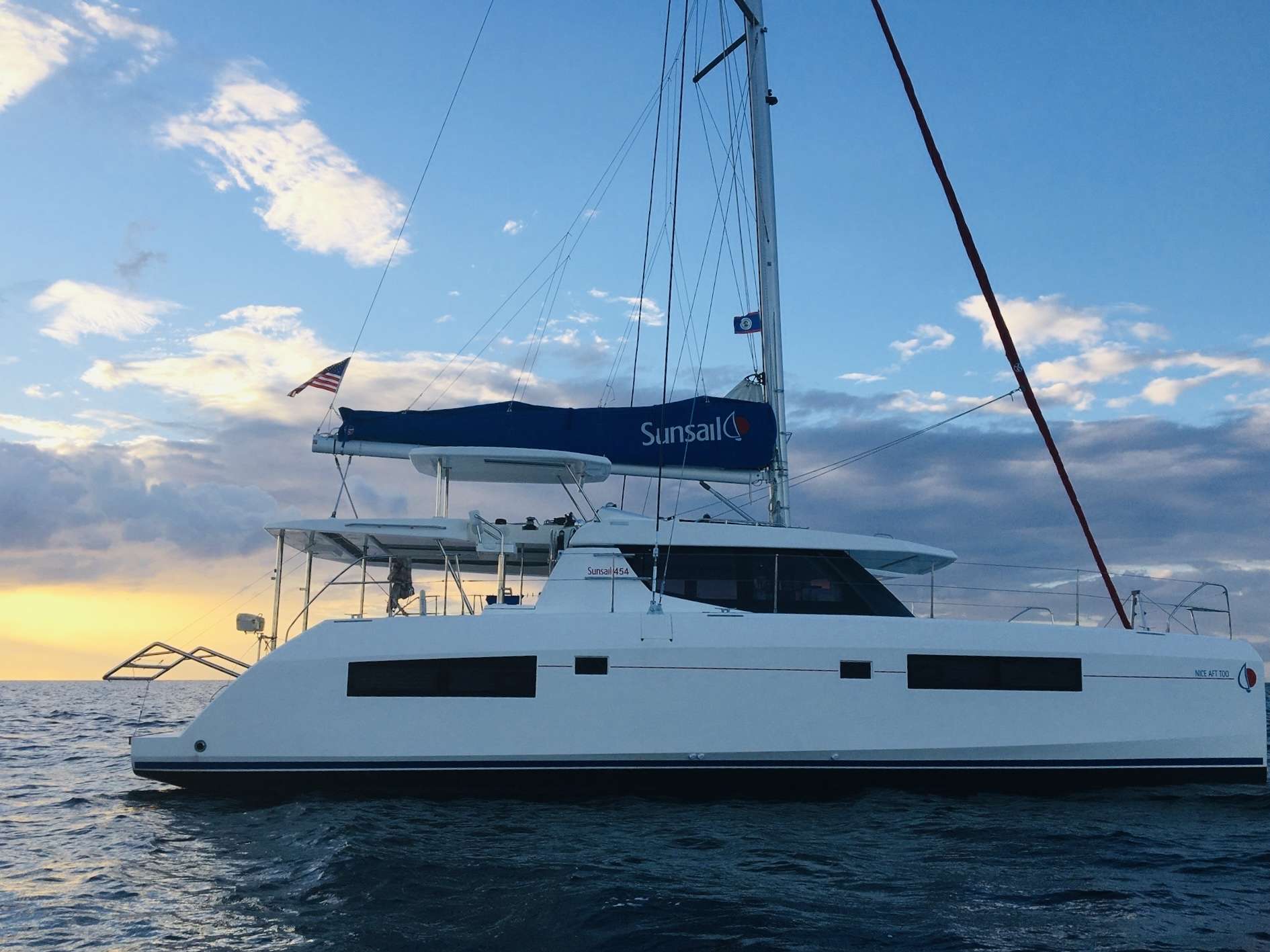 Nice Aft Too Crewed Leopard 45 Catamaran Charter Sailing in Belize