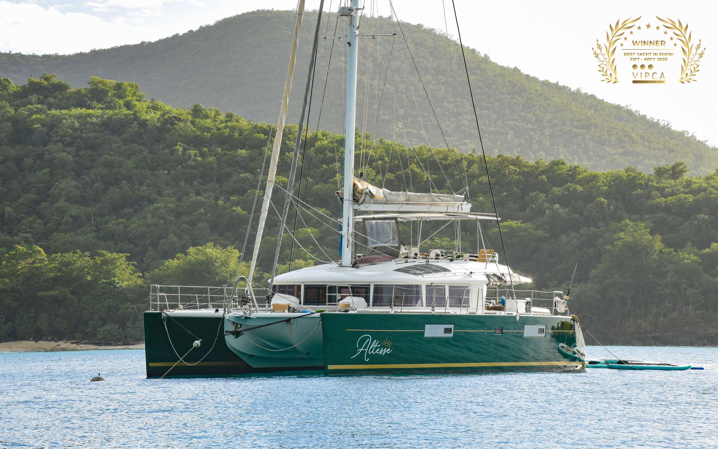 Altesse Crewed Lagoon 560 Catamaran Charters Sailing the Virgin Islands.