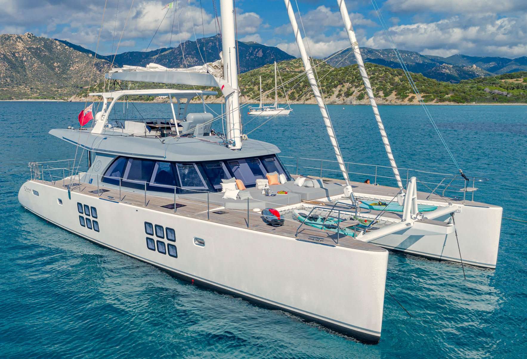 Adea Crewed Sunreef 62 Catamaran Charter Sailing the BVI.