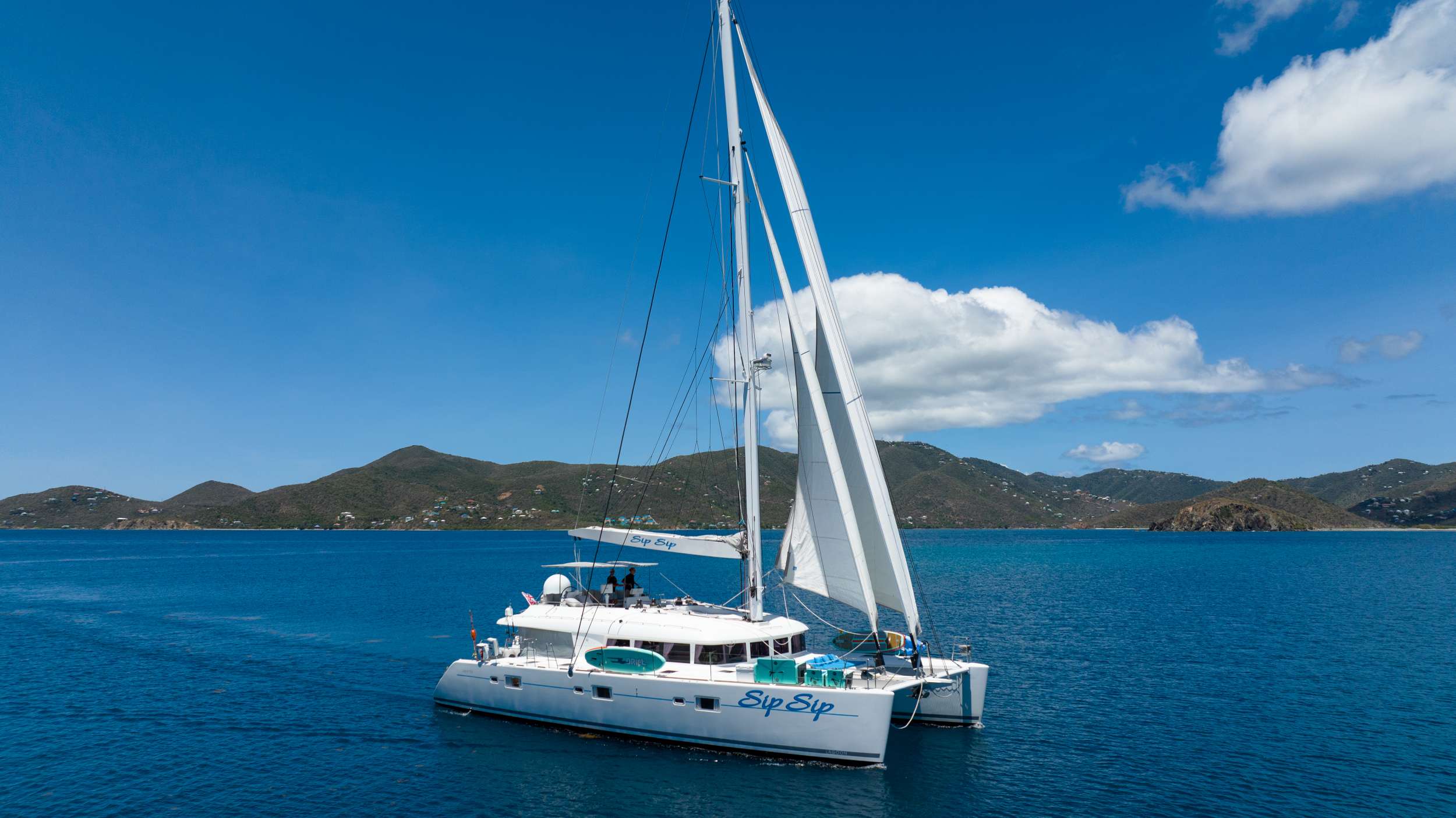 Sip Sip Crewed Lagoon 620 Catamaran Charters Sailing the BVI.