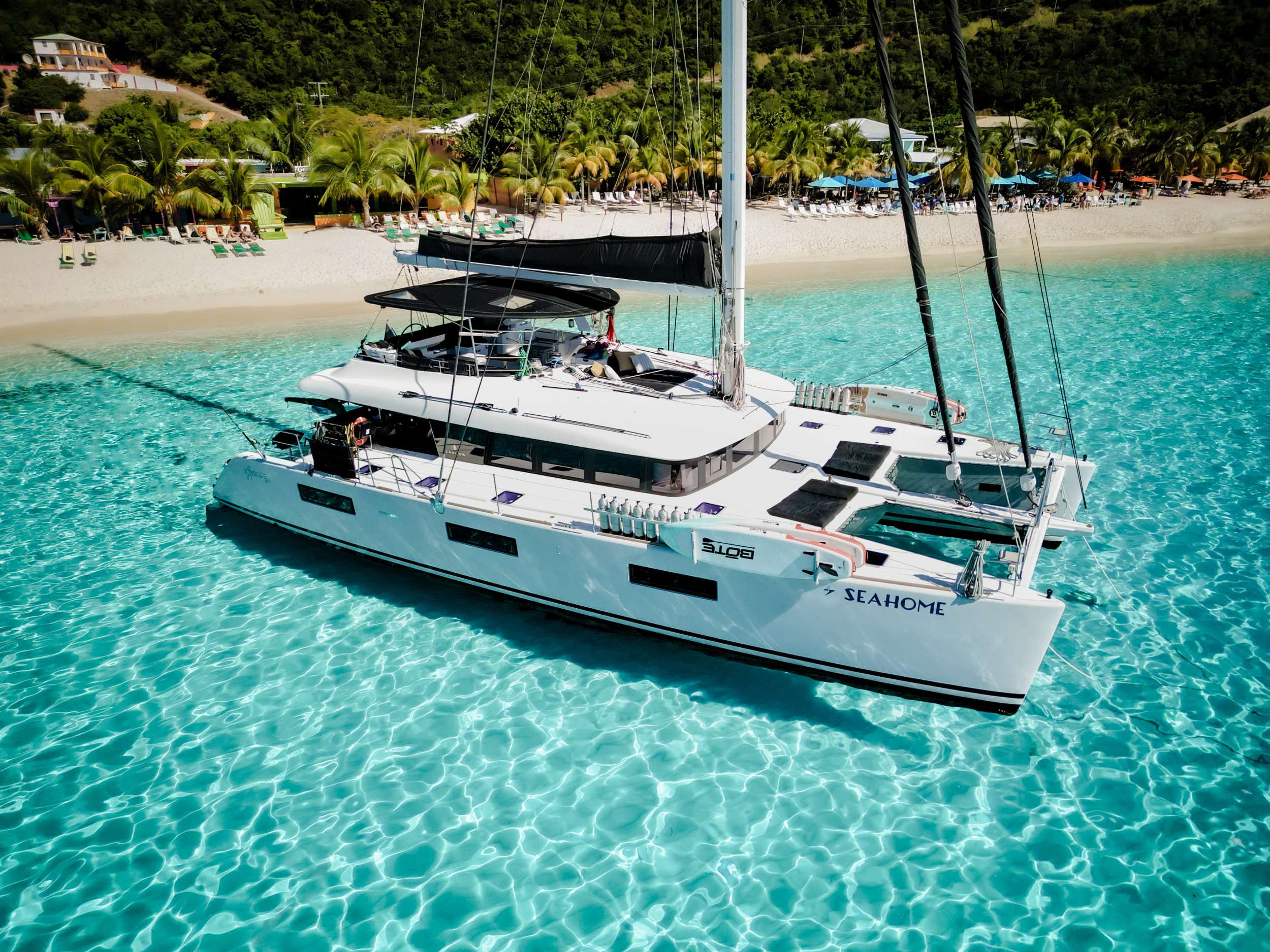 Seahome Crewed Catamaran Charters Sailing the Virgin Islands.