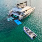 Mahasattva Crewed Lagoon 620 Catamaran Charter Sailing the Virgin Islands.