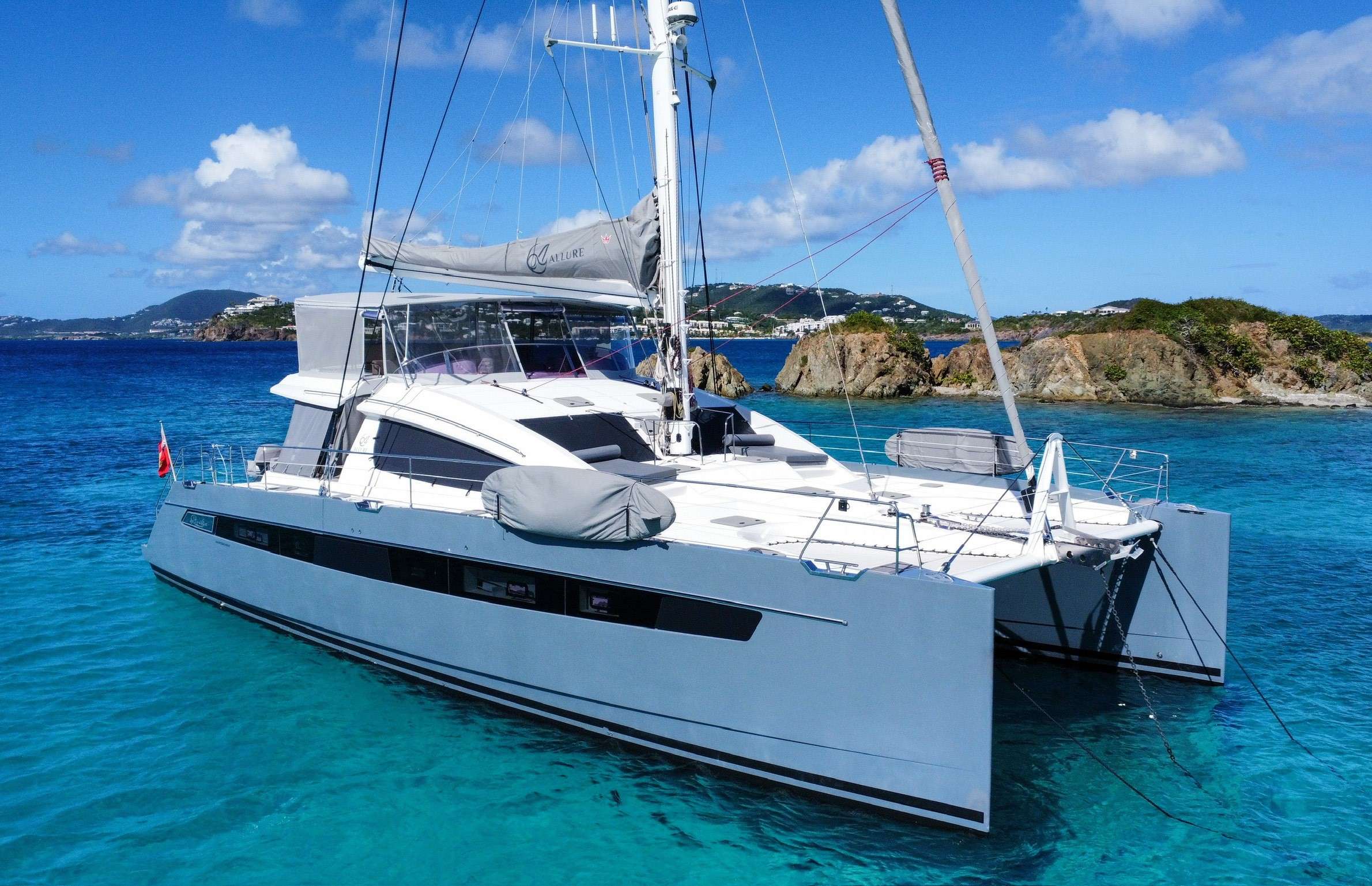 Allure Crewed Privilege 640 Catamaran Charters Sailing the BVI.