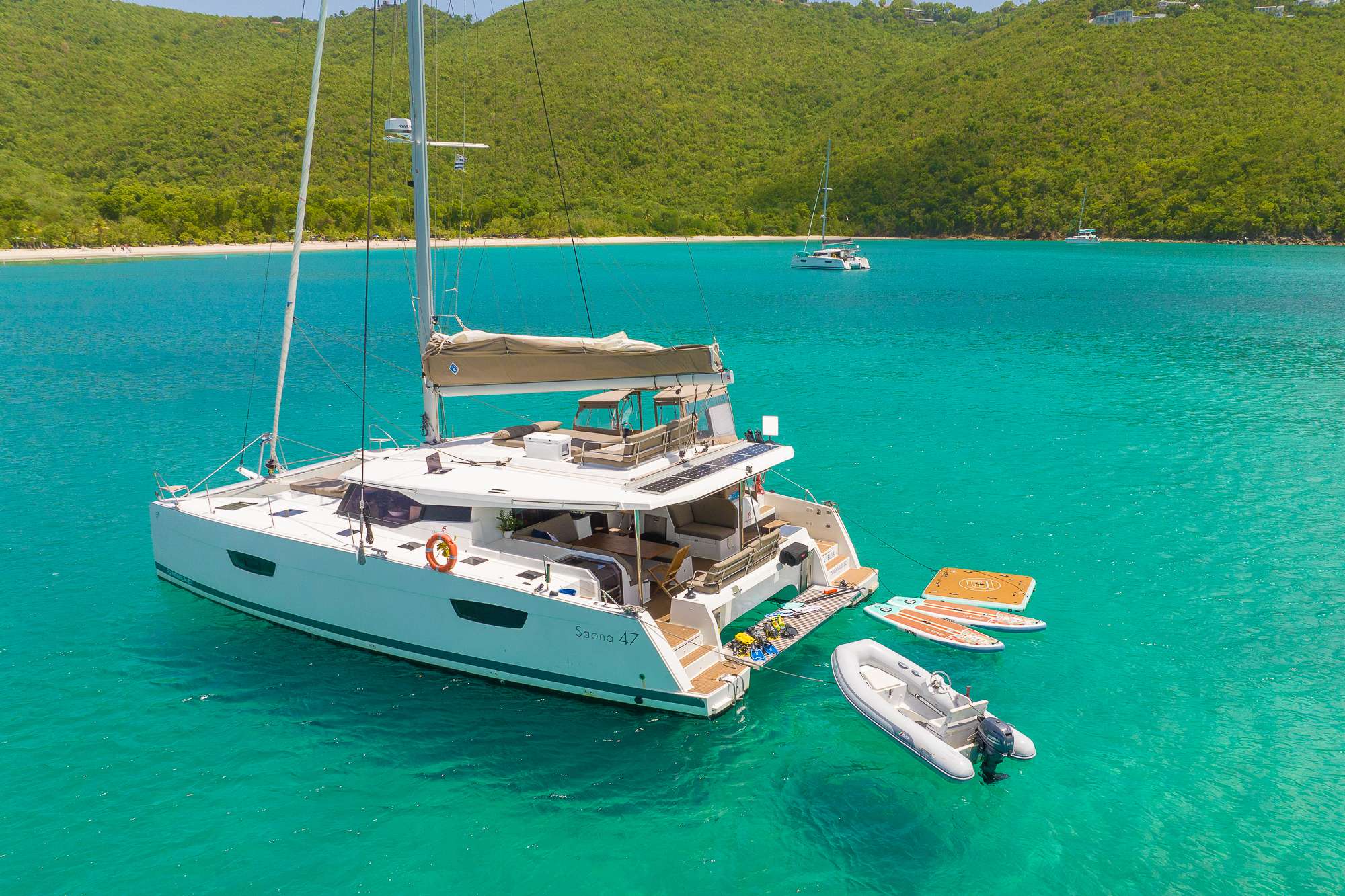 Luna Bliss Crewed Fountaine Pajot Catamaran Charter Sailing the BVI and Grenadines.