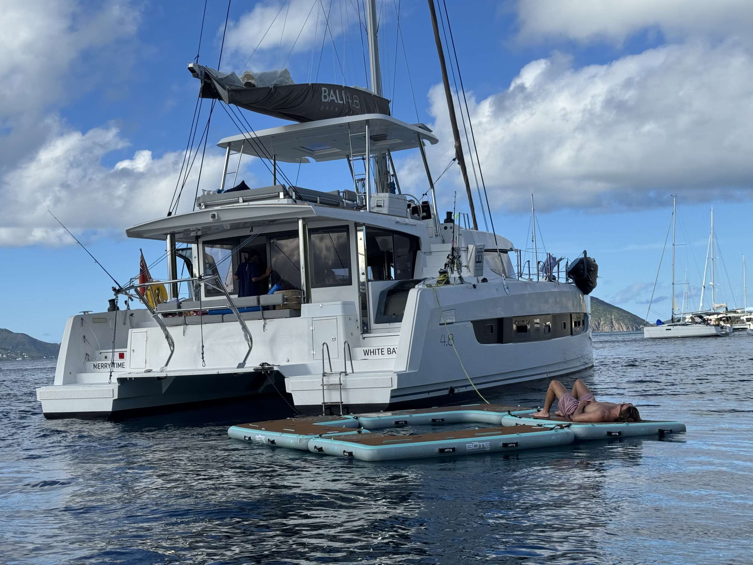 Merry Time Crewed Bali 4.8 Catamaran Charters Sailing the Virgin Islands.