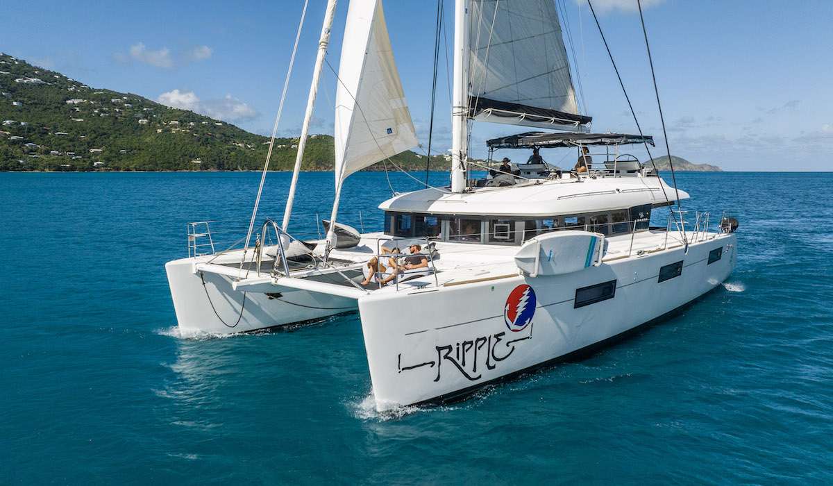 Ripple crewed Lagoon 62 catamaran charters Sailing the Virgin Islands.