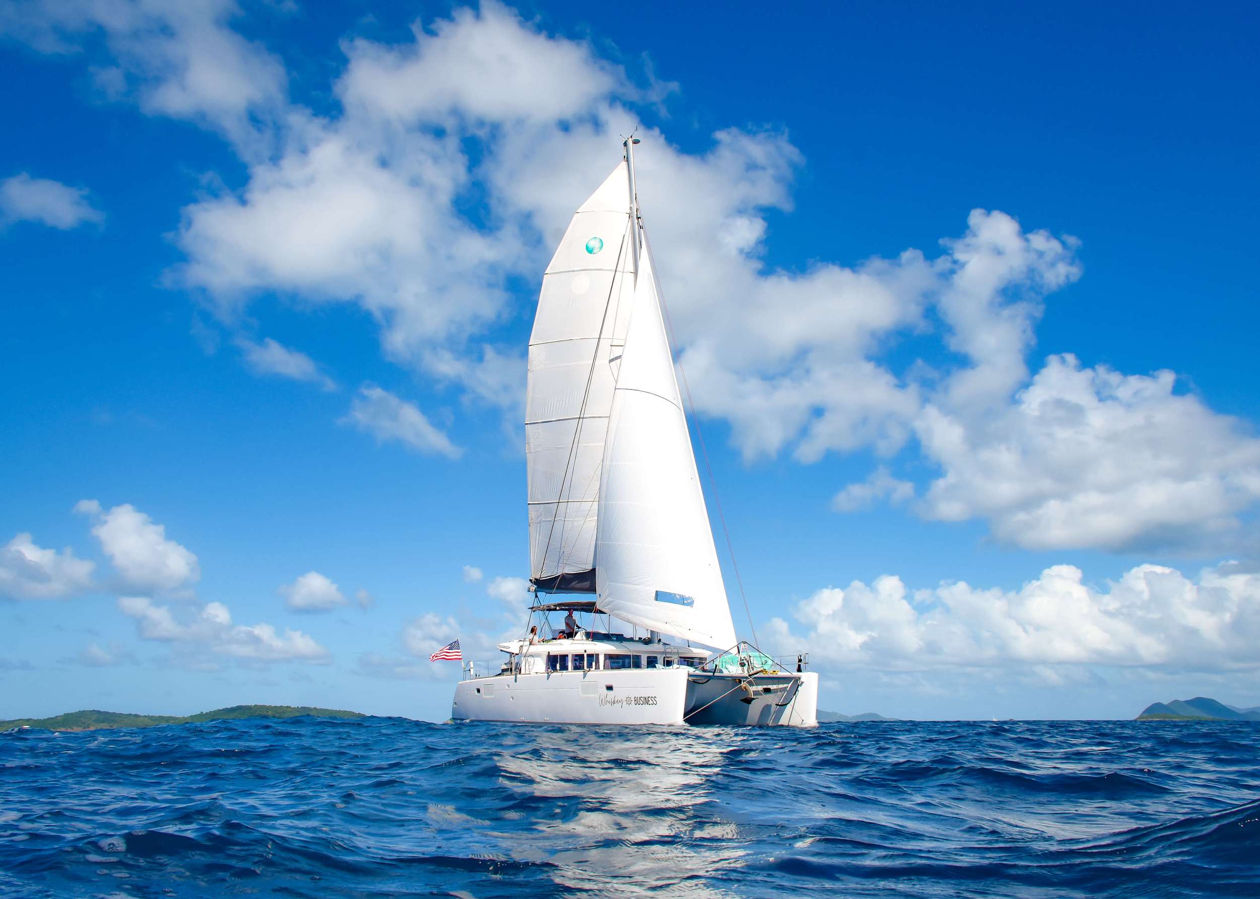 Whiskey Business Crewed Lagoon 450 Catamaran Charters Sailing the USVI