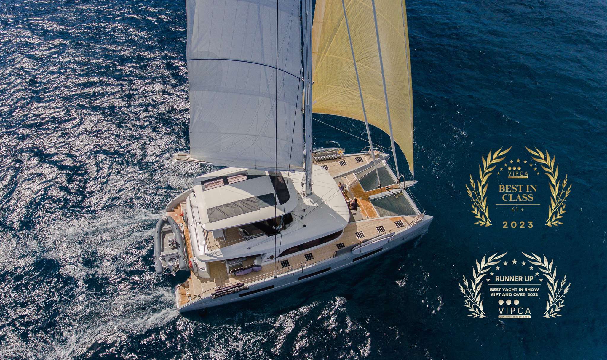 Xandros Crewed Lagoon Sixty 5 Catamaran Charters Sailing the BVI