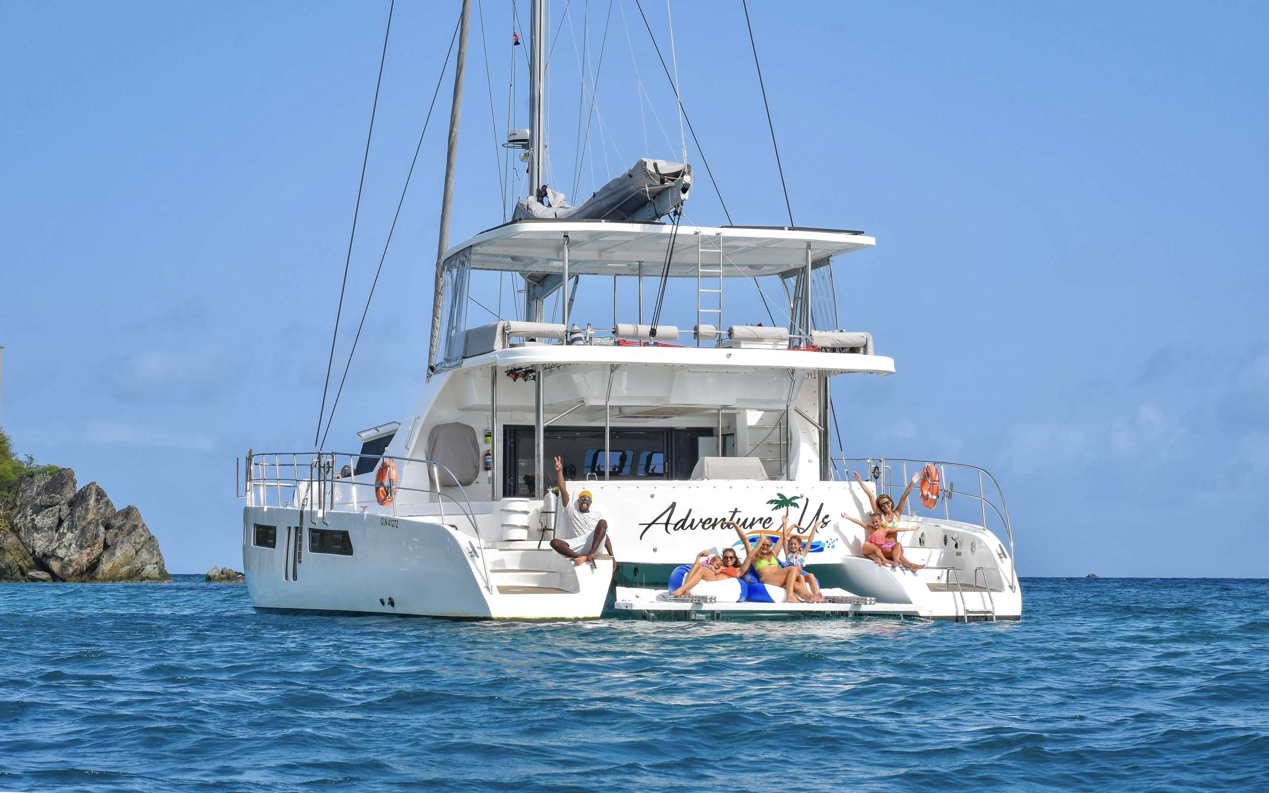 Adventure Us Crewed Royal Cape 57 Catamaran Charter Sailing the USVI.