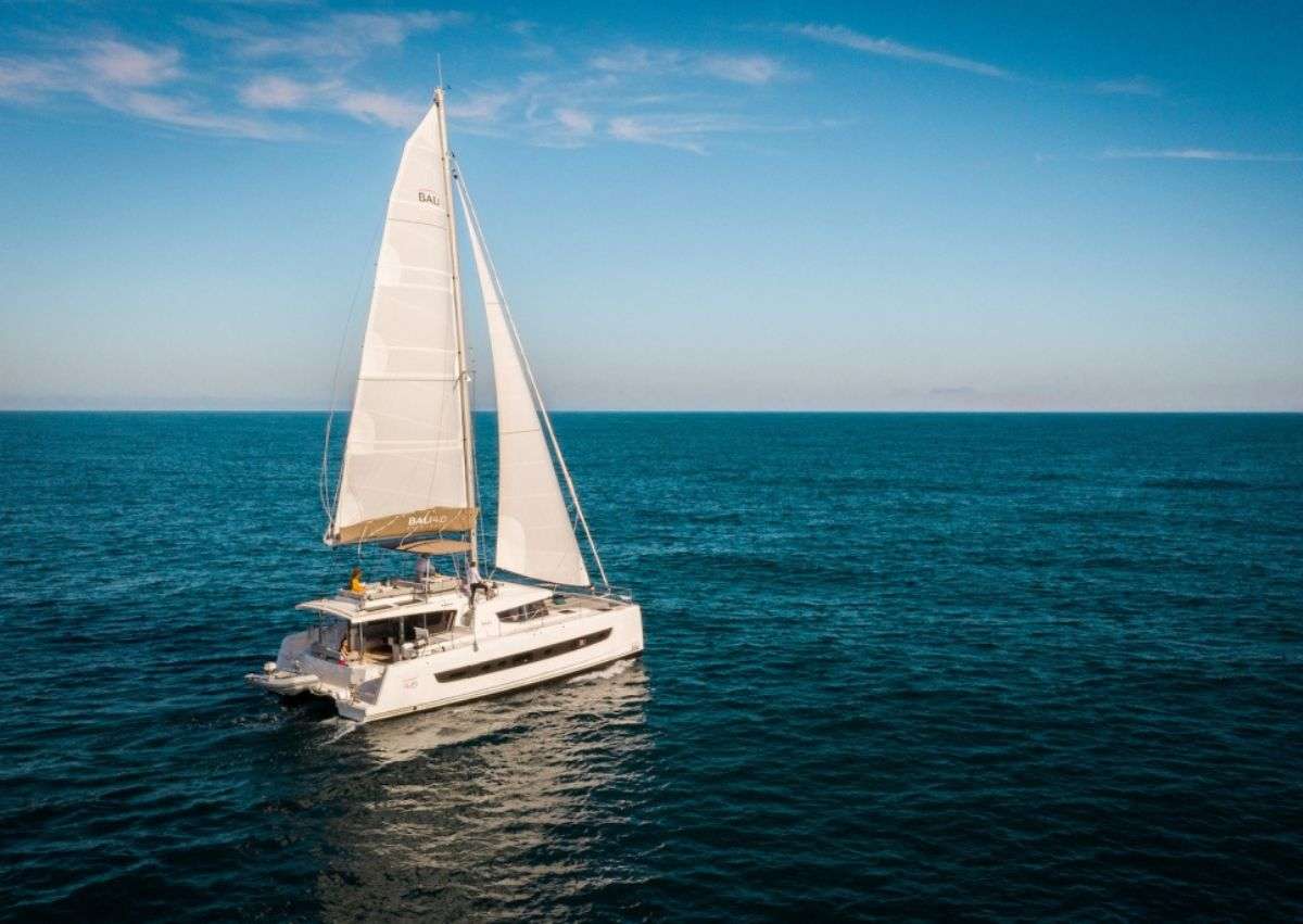 First Tracks Crewed Bali 4.8 Catamaran Charters Sailing Belize.