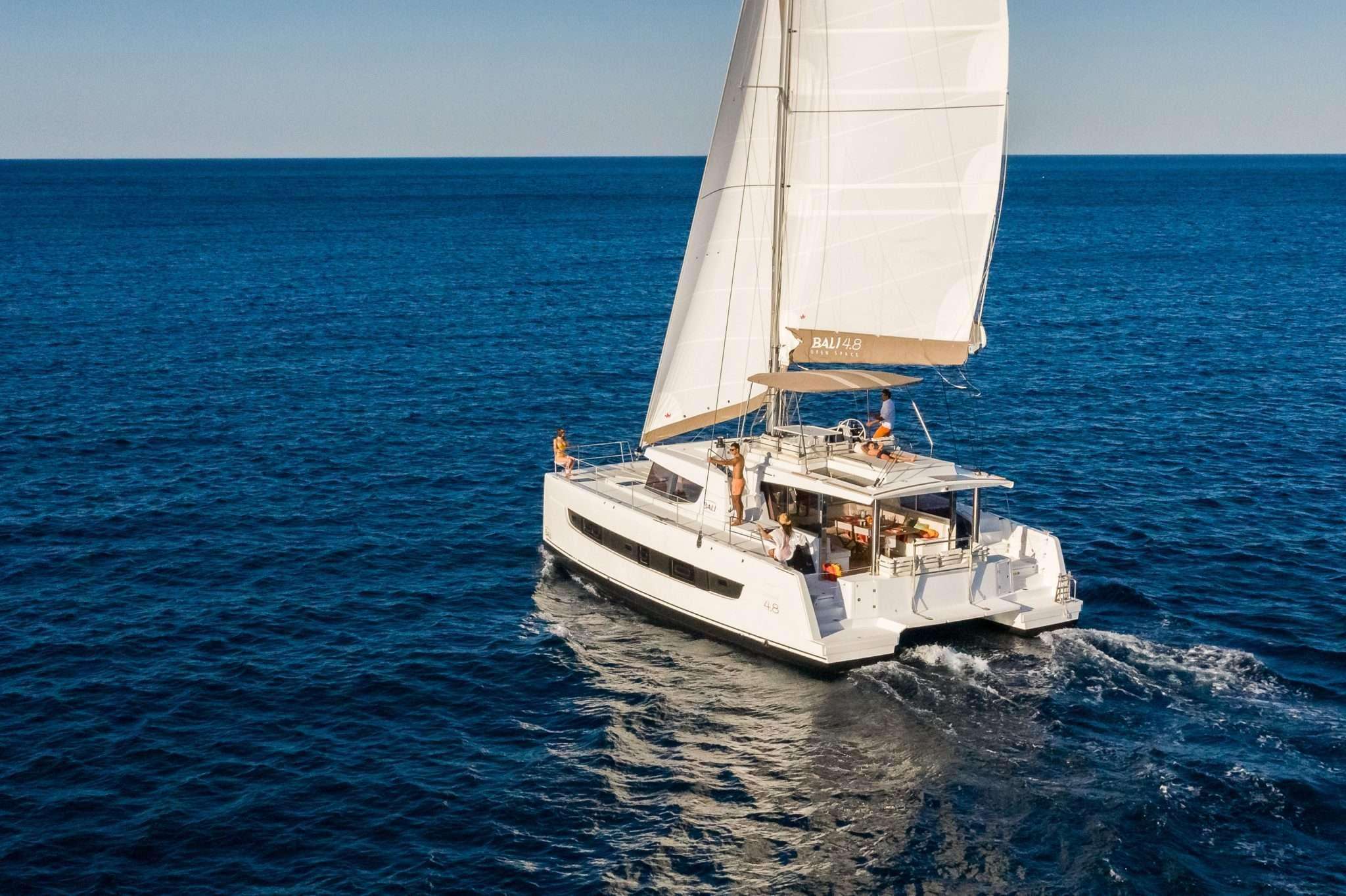 Magnificent Crewed Bali 4.8 Catamaran Charters Sailing Belize.