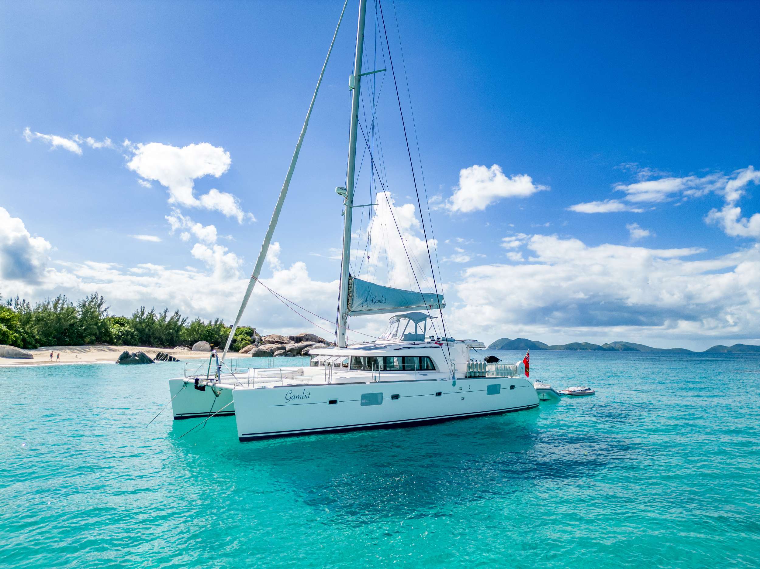 Gambit Crewed Lagoon 500 Catamaran Charters Sailing the BVI.