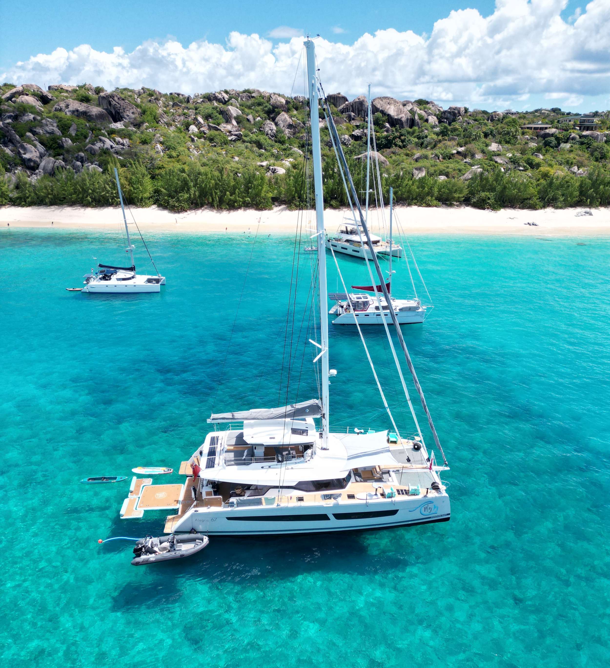 My Ty Crewed Alegria 67 Catamaran Charters Sailing the BVI.