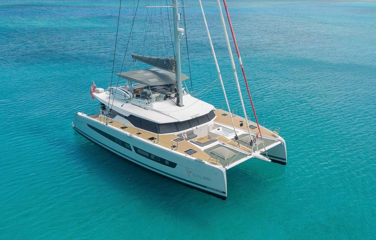 Colibri Crewed Alegria 67 Catamaran Charters Sailing the BVI.