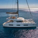 Valium 55 crewed Lagoon 55 catamaran charters sailing Greece.