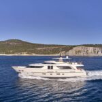 Flor Crewed San Lorenzo SD92 Motoryacht Charter Cruising Greece.